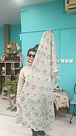 NİL YEŞİLİ KEÇE İPEK ŞAL