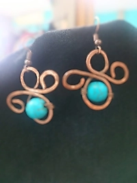 BAKIR EL YAPIMI FİRUZE BONCUKLU KÜPE